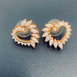 Diamond and Gold Heart Earrings